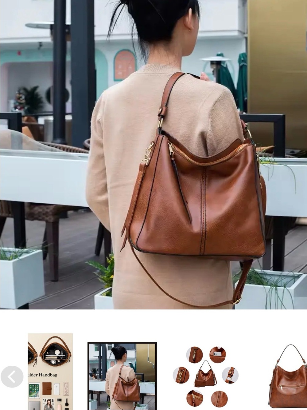 Everyday Leather Shoulder Bag - 3 piece set